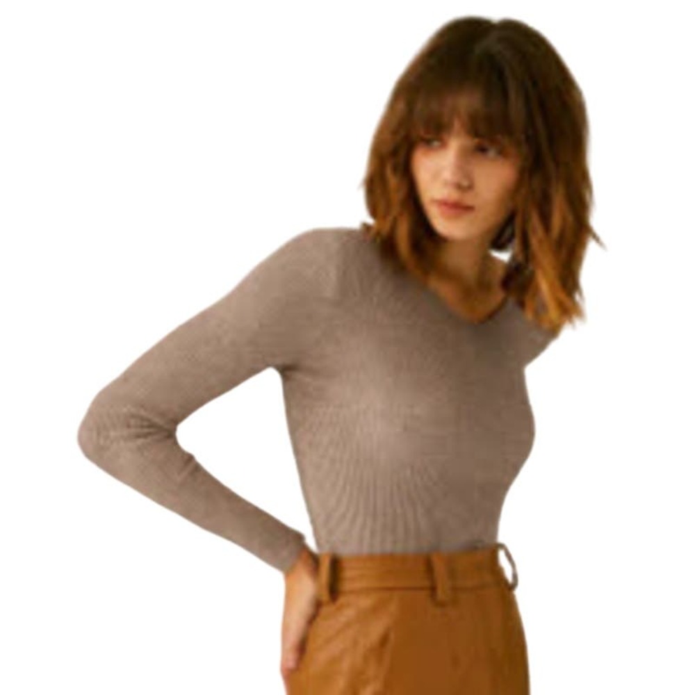 COMMENSE Clouds Ribbed Pullover Sweater, Brown  - Size M, NWT